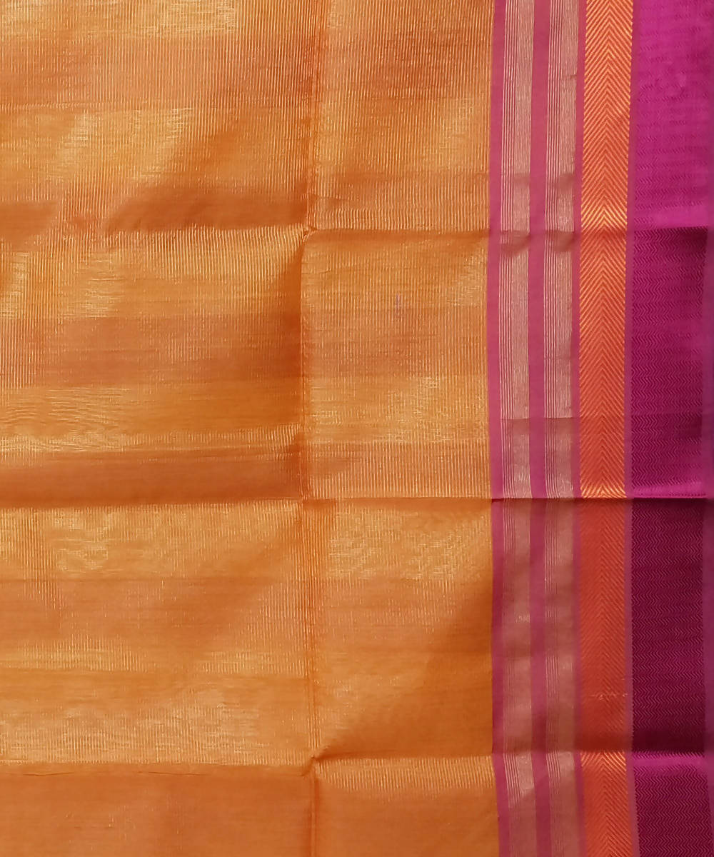 Red orange handloom cotton silk maheshwari saree