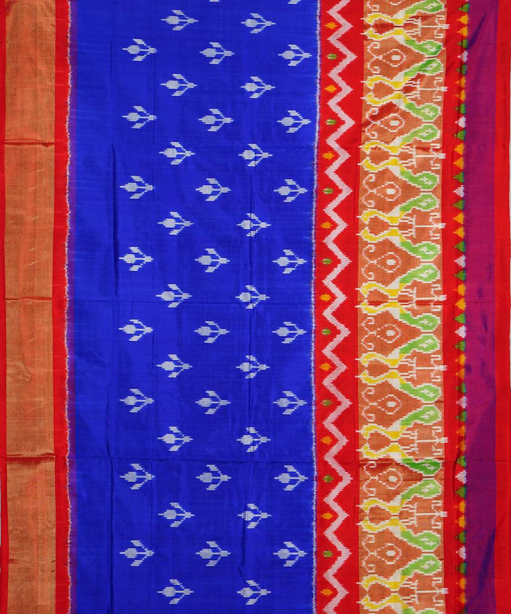 Royal blue handloom silk pochampally saree
