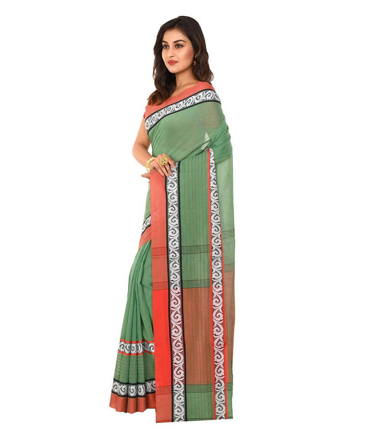 Bengal handloom shantipuri green cotton saree