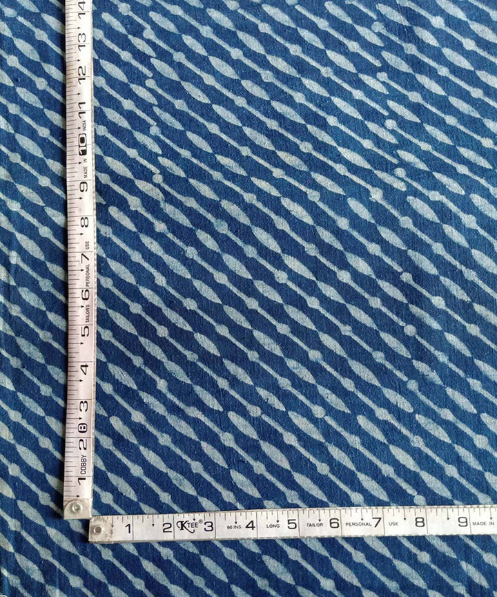 blue dabu handblock print handspun handwoven cotton kurta fabric