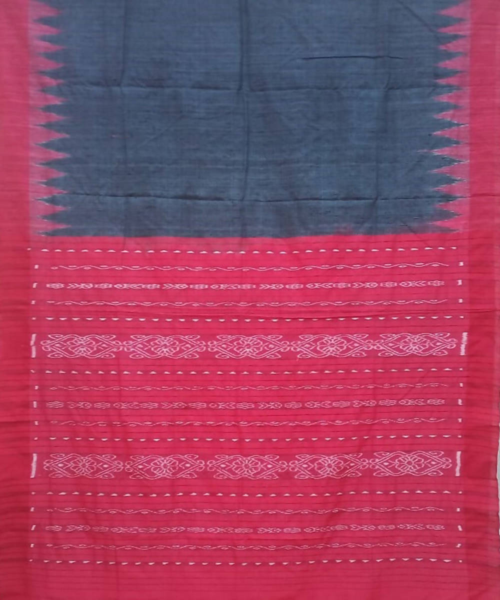 Black red handwoven gopalpur tussar silk saree