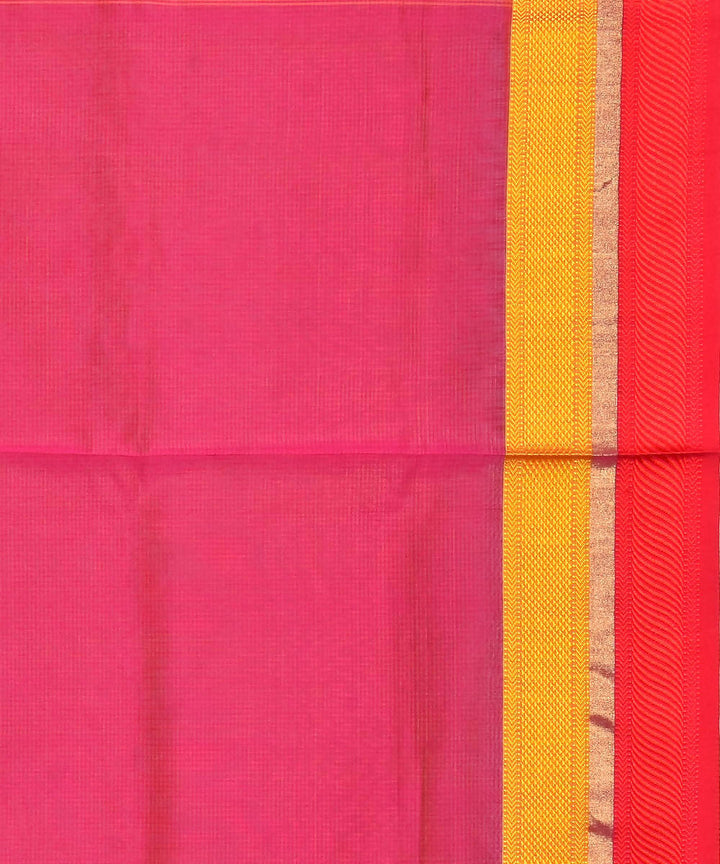 Maheshwari Handloom Punch Pink Sico Saree