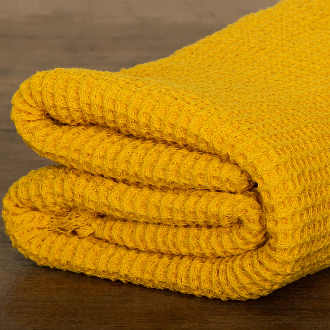 Biswa bangla handwoven yellow honeycomb cotton bath towel