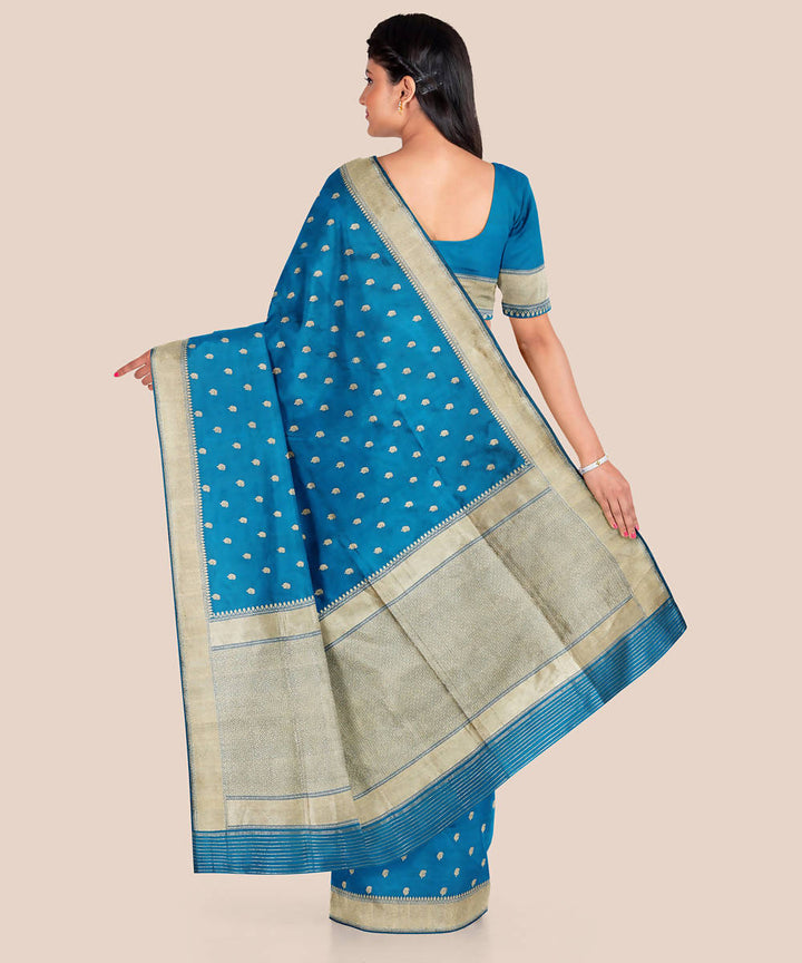 Carolina blue handwoven silk banarasi saree