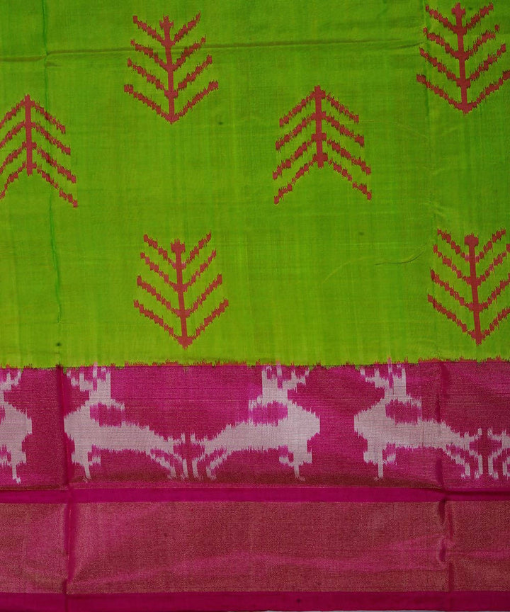 Handloom lime green silk pochampally saree