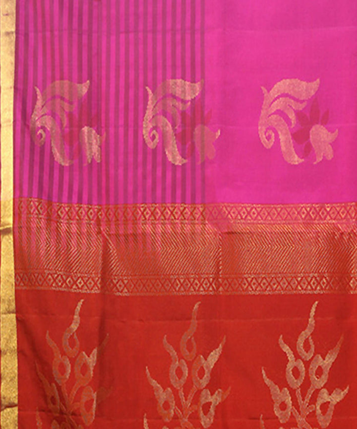 Pink Purple Handloom Soft Silk Saree