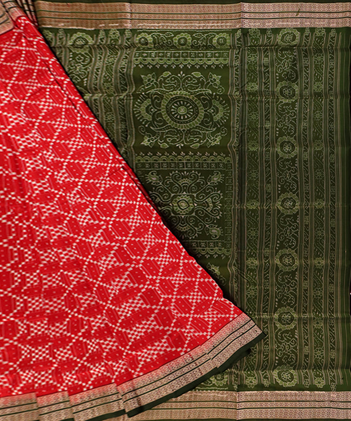Boyanika red and green handloom silk sambalpuri sari