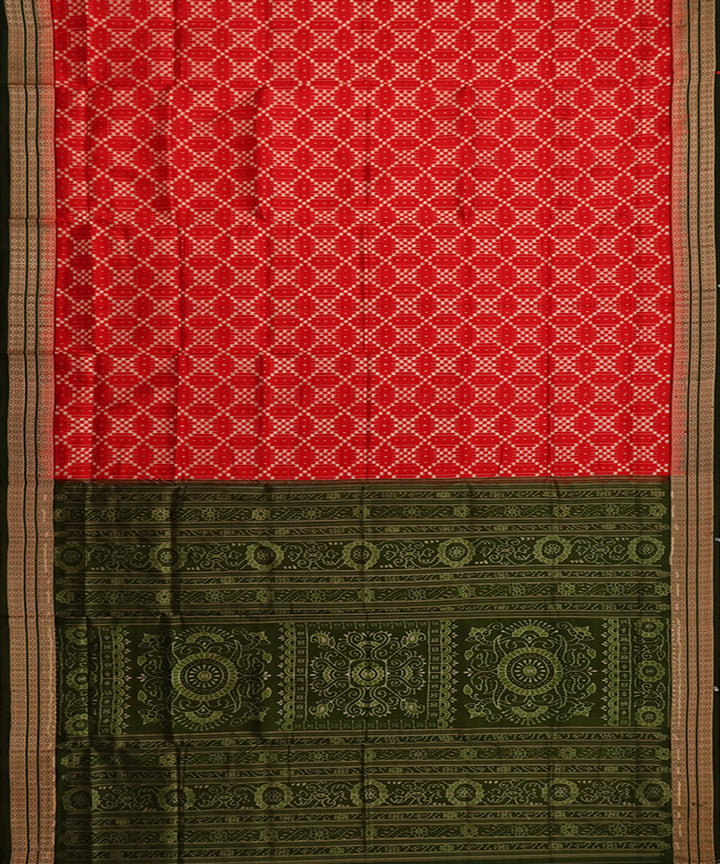Boyanika red and green handloom silk sambalpuri sari