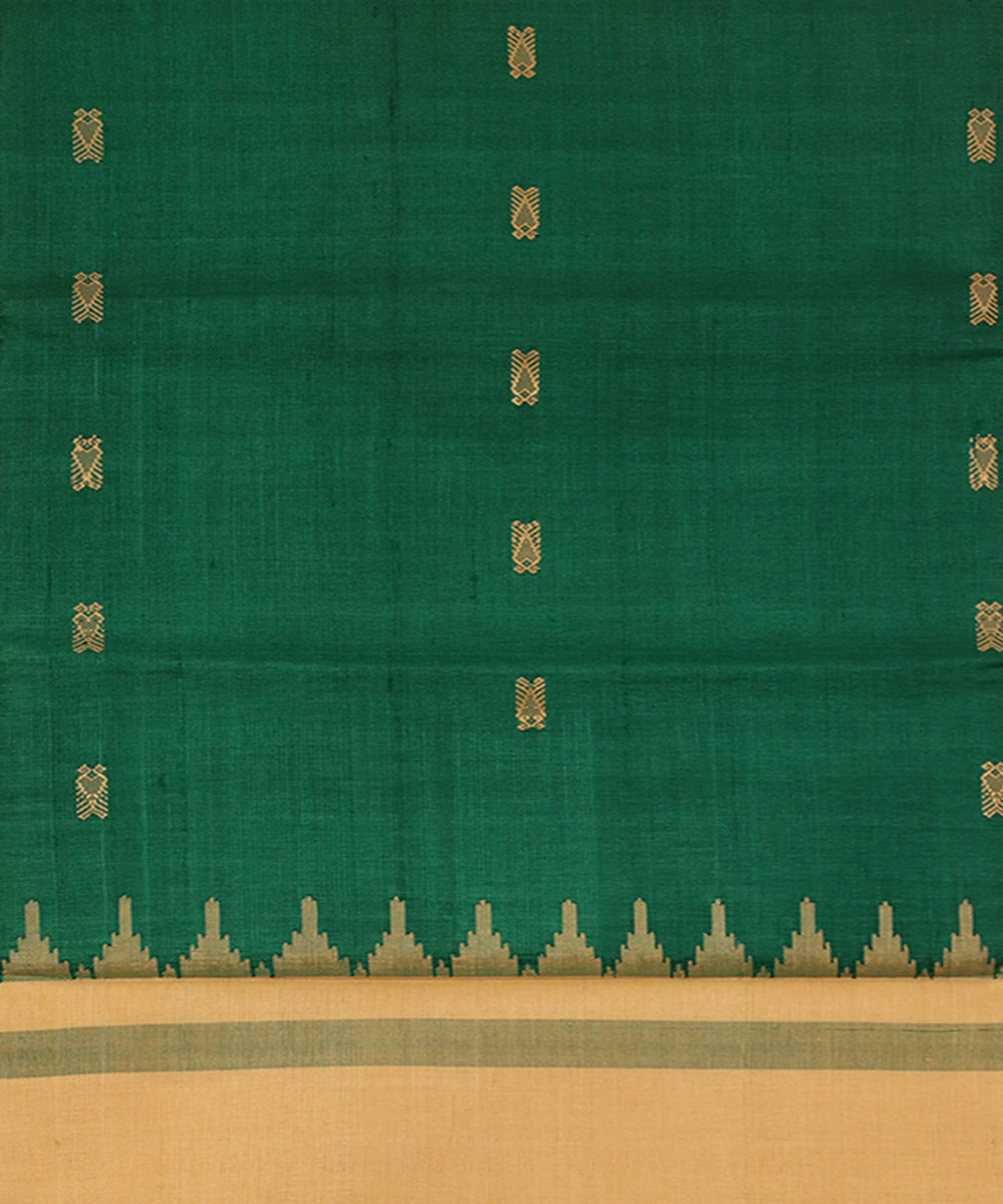 Green handwoven silk tussar saree