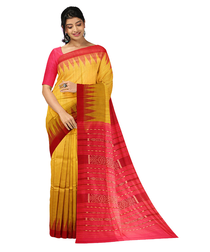 Boyanika yellow handwoven ghicha silk sari