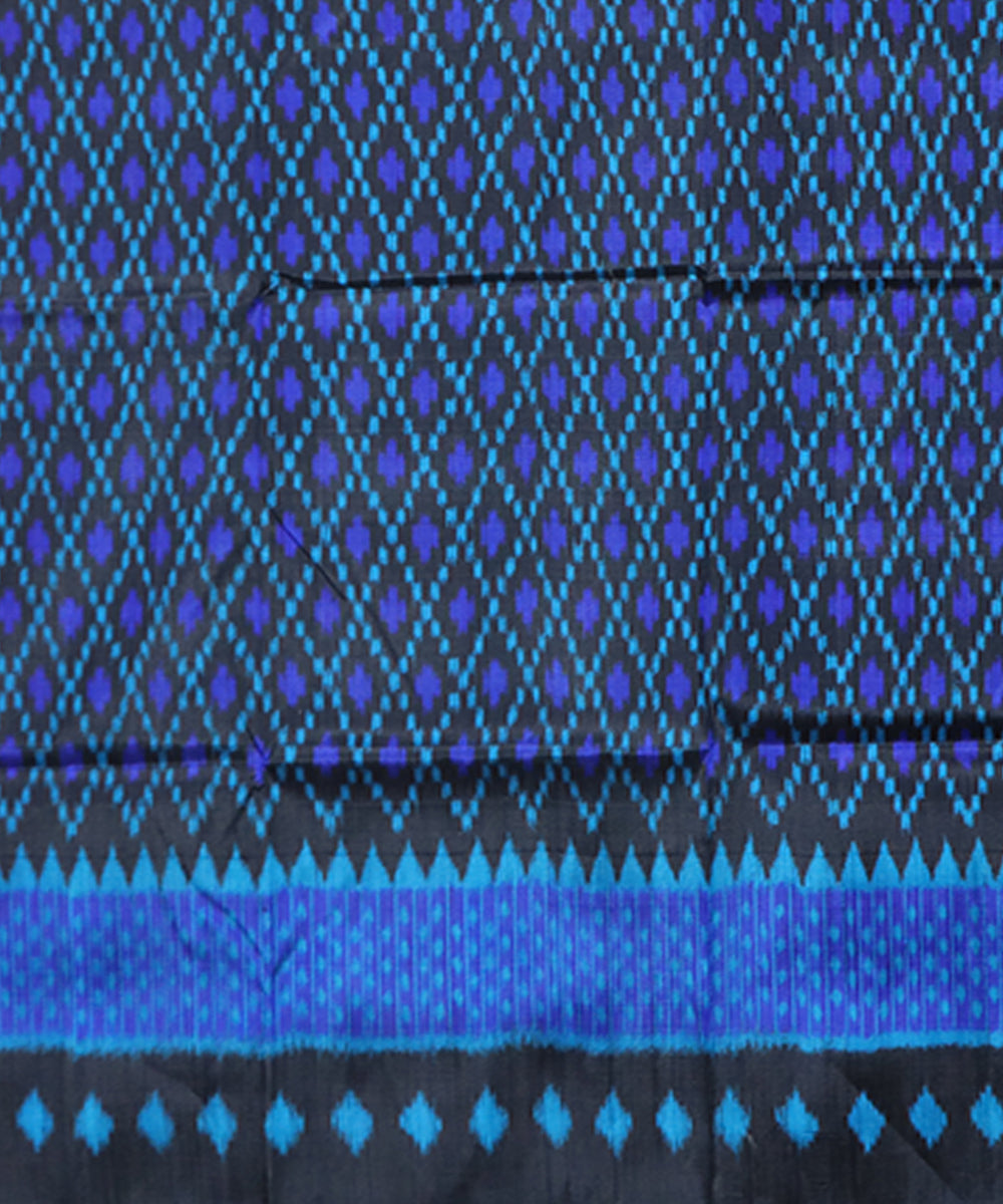 Black blue silk handwoven khandua saree
