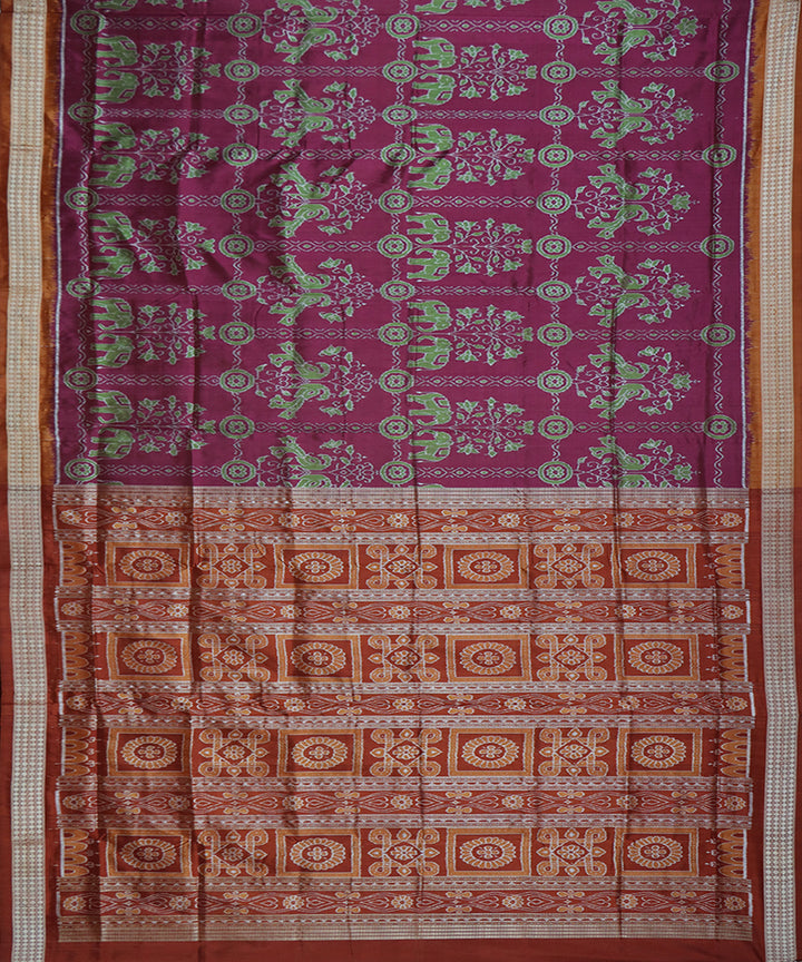Mauve pink bronze silk handwoven sambalpuri saree