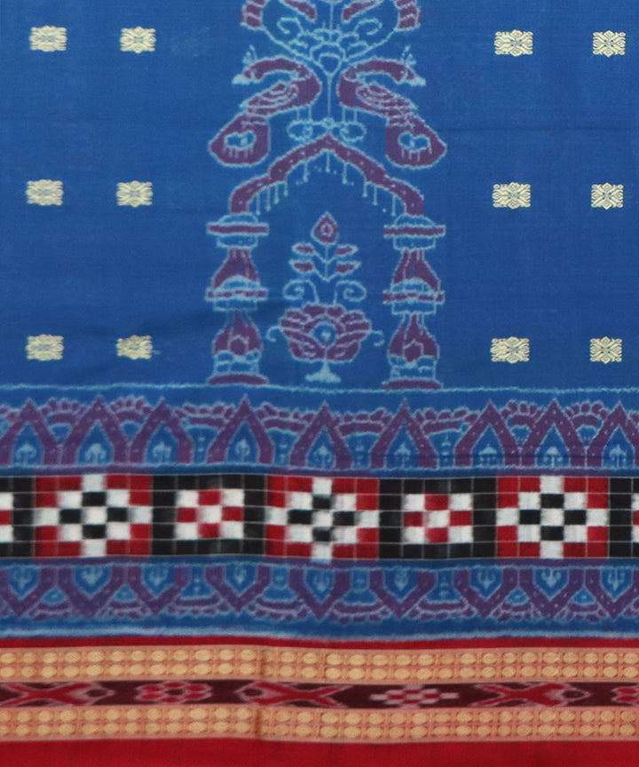 Blue red cotton handloom sambalpuri saree