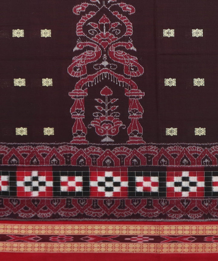 Maroon red cotton handloom sambalpuri saree