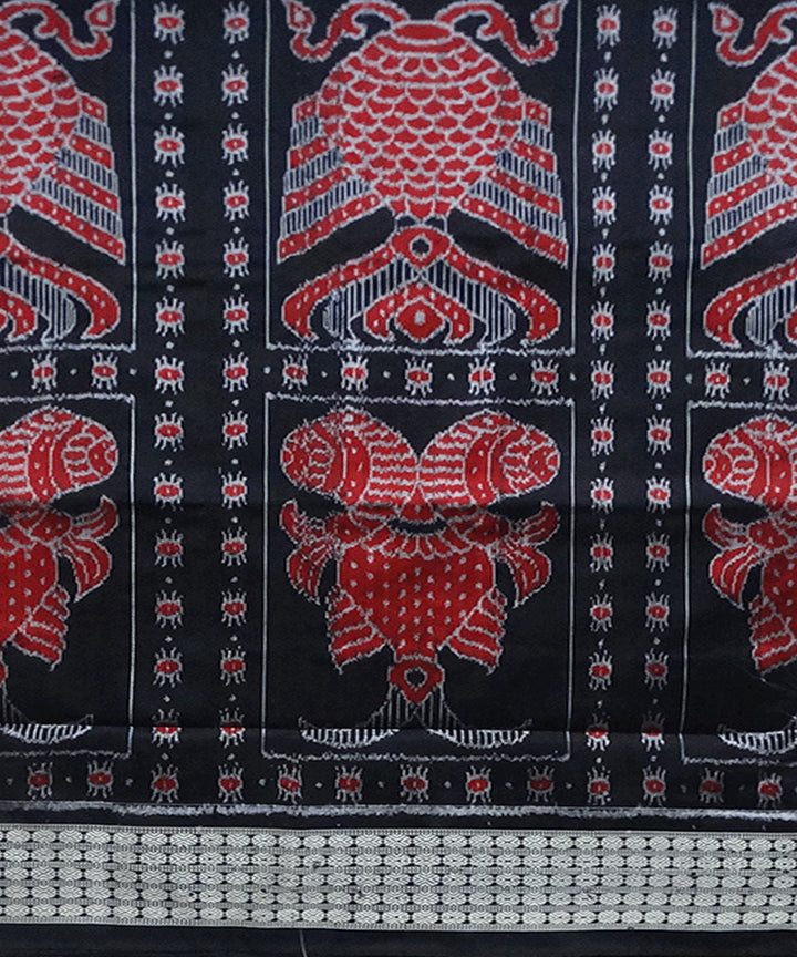 Black maroon silk handwoven sambalpuri saree
