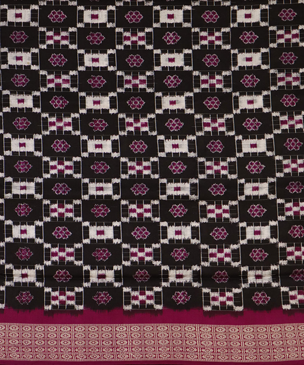 Black purple silk handwoven sambalpuri saree