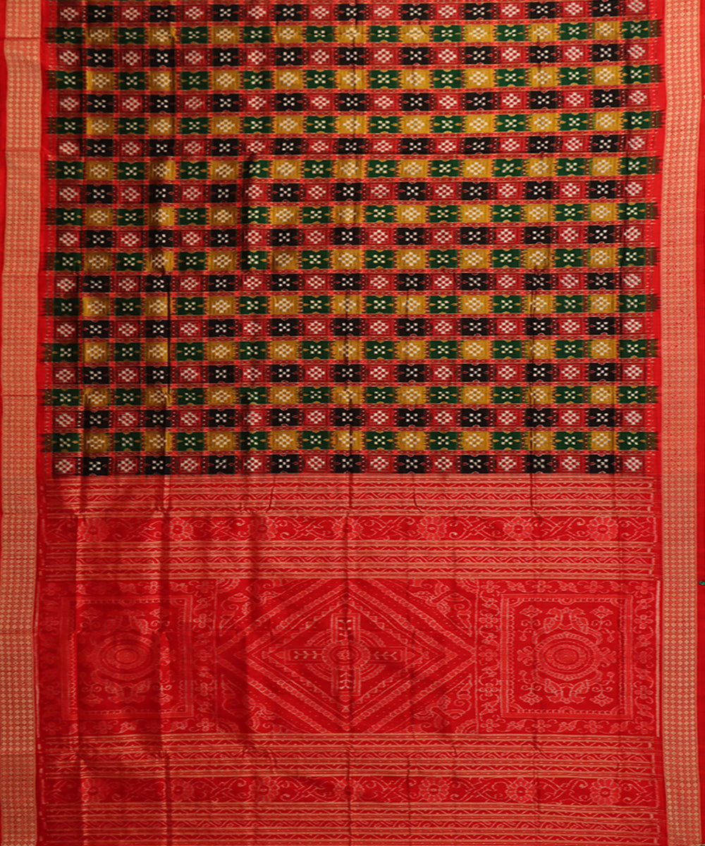 Red multicolor silk handwoven sambalpuri saree