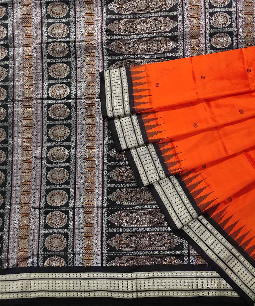 Orange handwoven silk bomkai saree