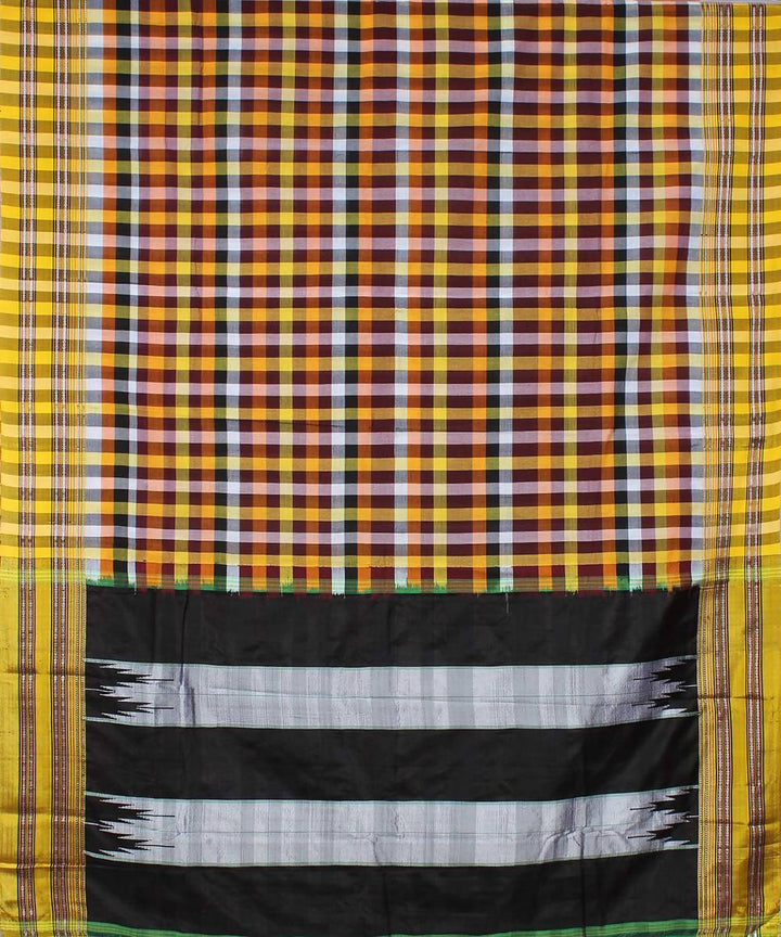multicolor checks handwoven gomi dadi border saree