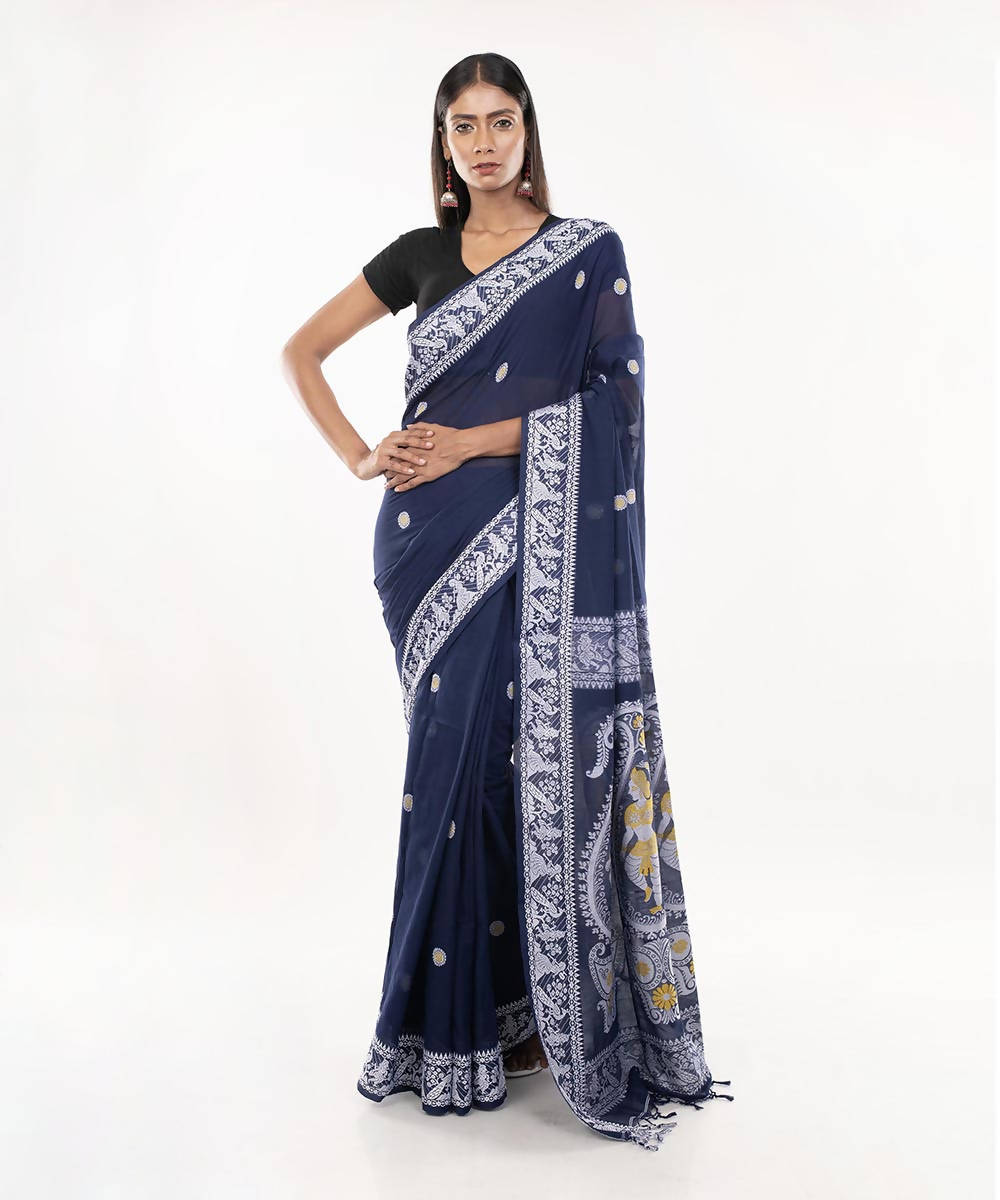 Black handloom tangail bengal cotton saree