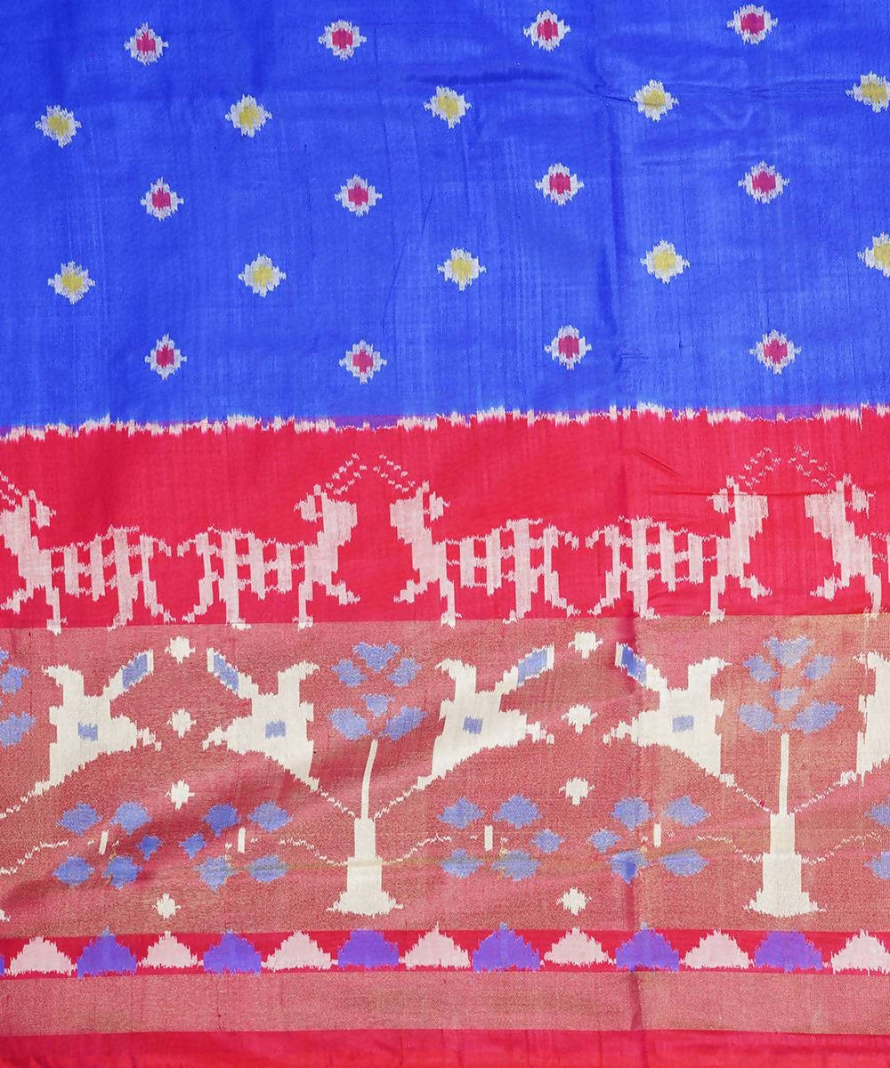 Pink blue handwoven silk pochampally saree