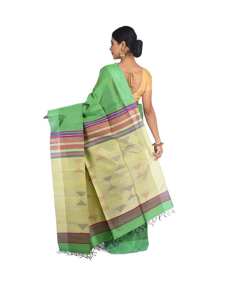 Light Green Bengal handwoven silk saree