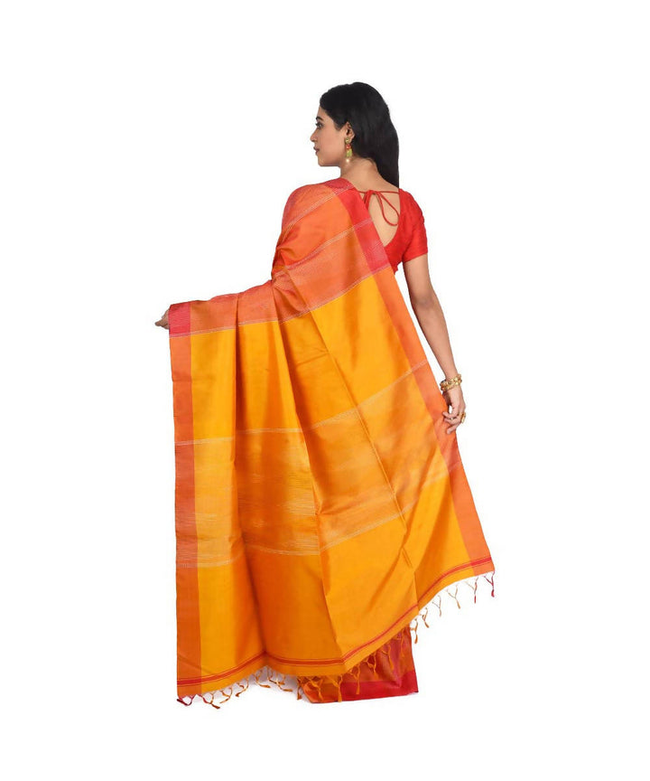Orange Bengal handloom silk saree