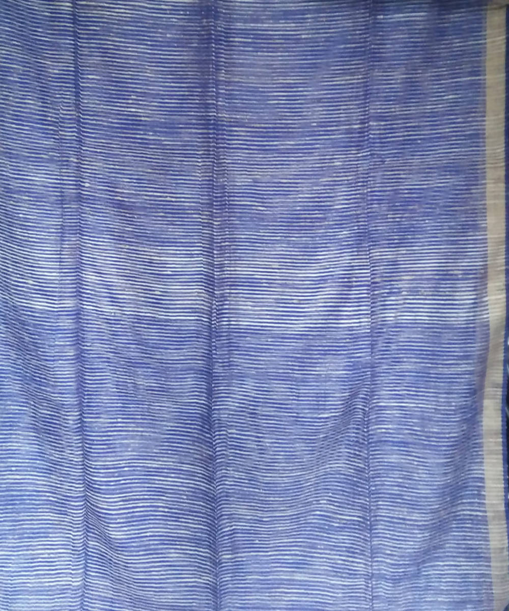 Blue grey silk handwoven bengal saree