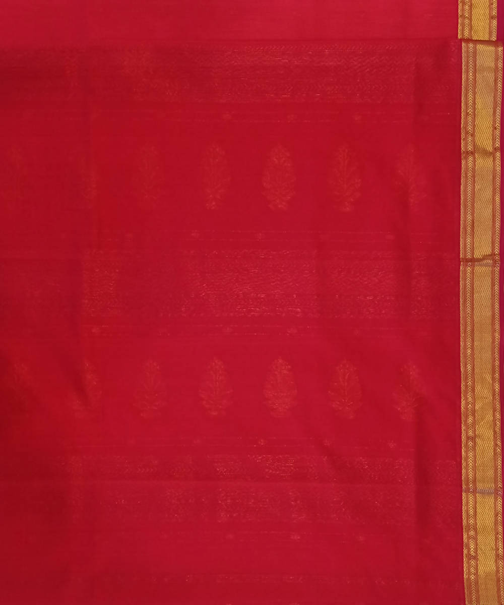 Maheshwari Rose Red Handloom Cotton Silk Saree