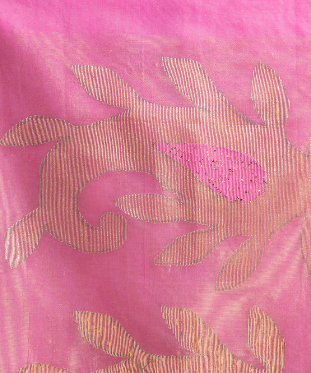 Pink bengal Handwoven Silk Jamdani Saree