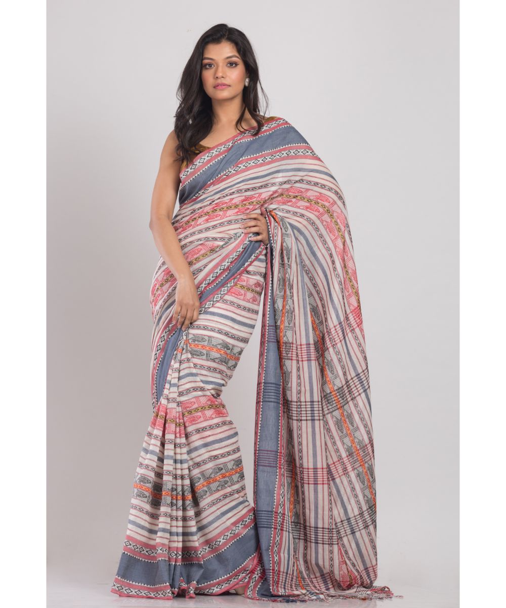Multicolor handwoven bengal cotton saree