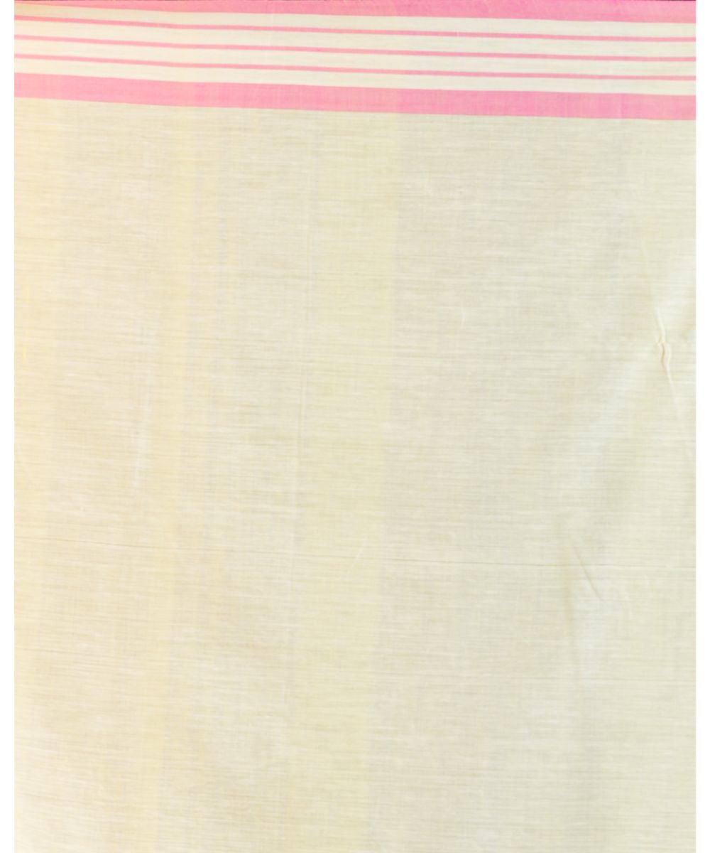 Cream pink handwoven bengal cotton jamdani saree