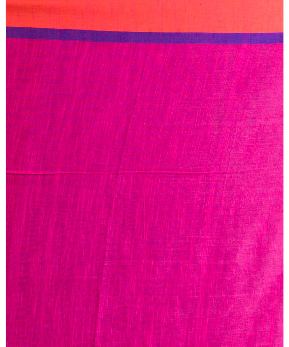 Pink orange handwoven bengal cotton jamdani saree