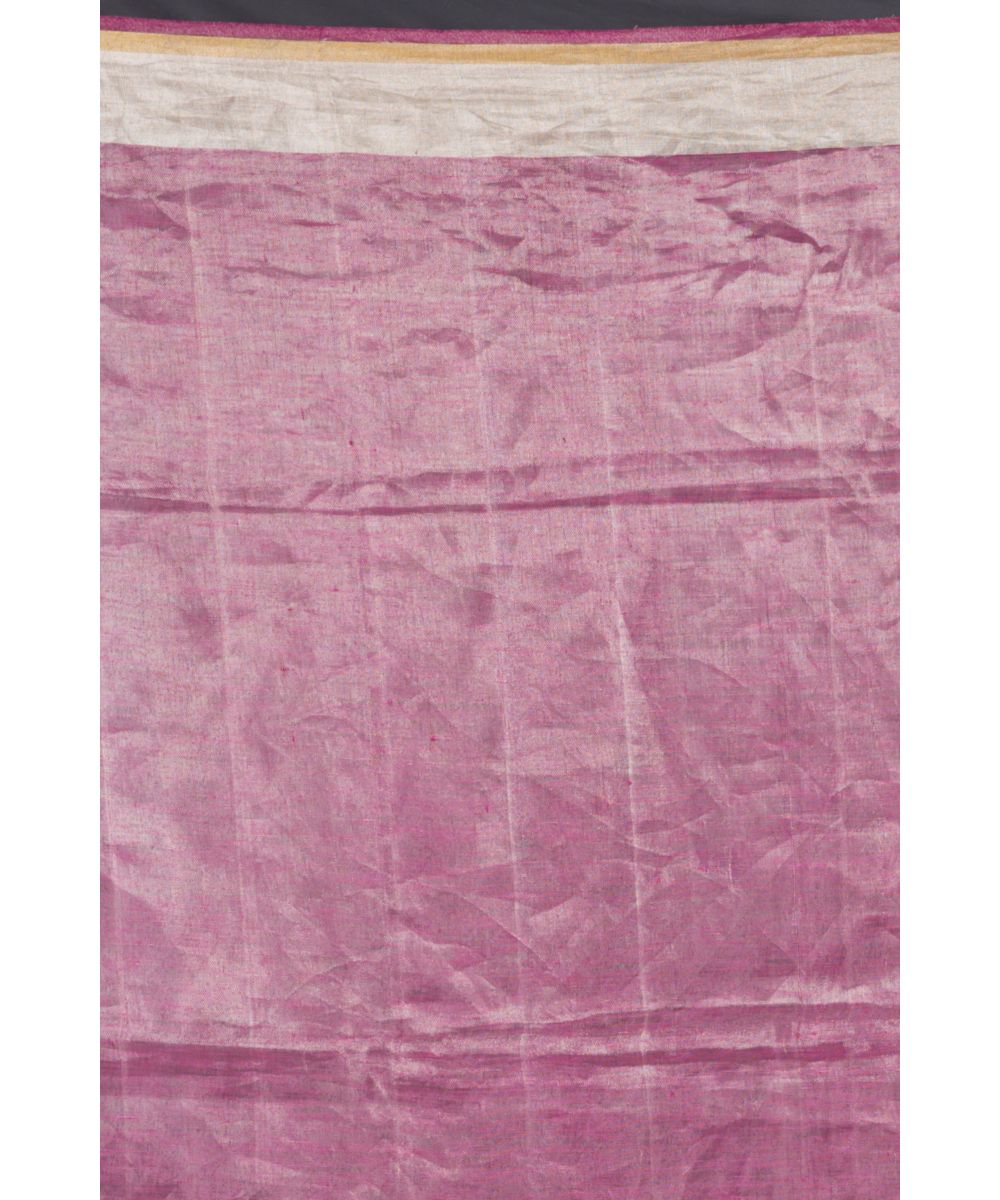 Pink handwoven bengal linen saree