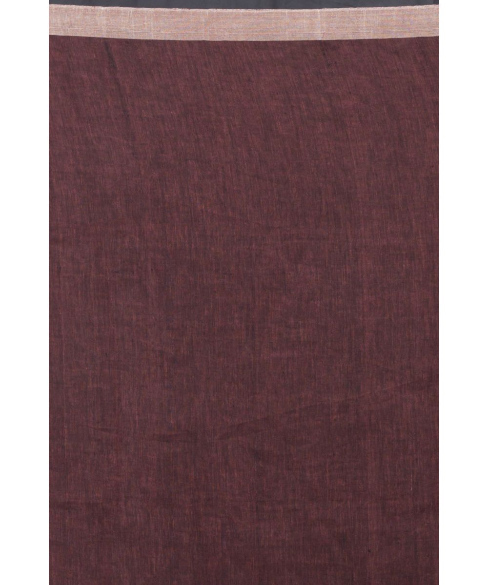 Brown silver handloom bengal linen saree