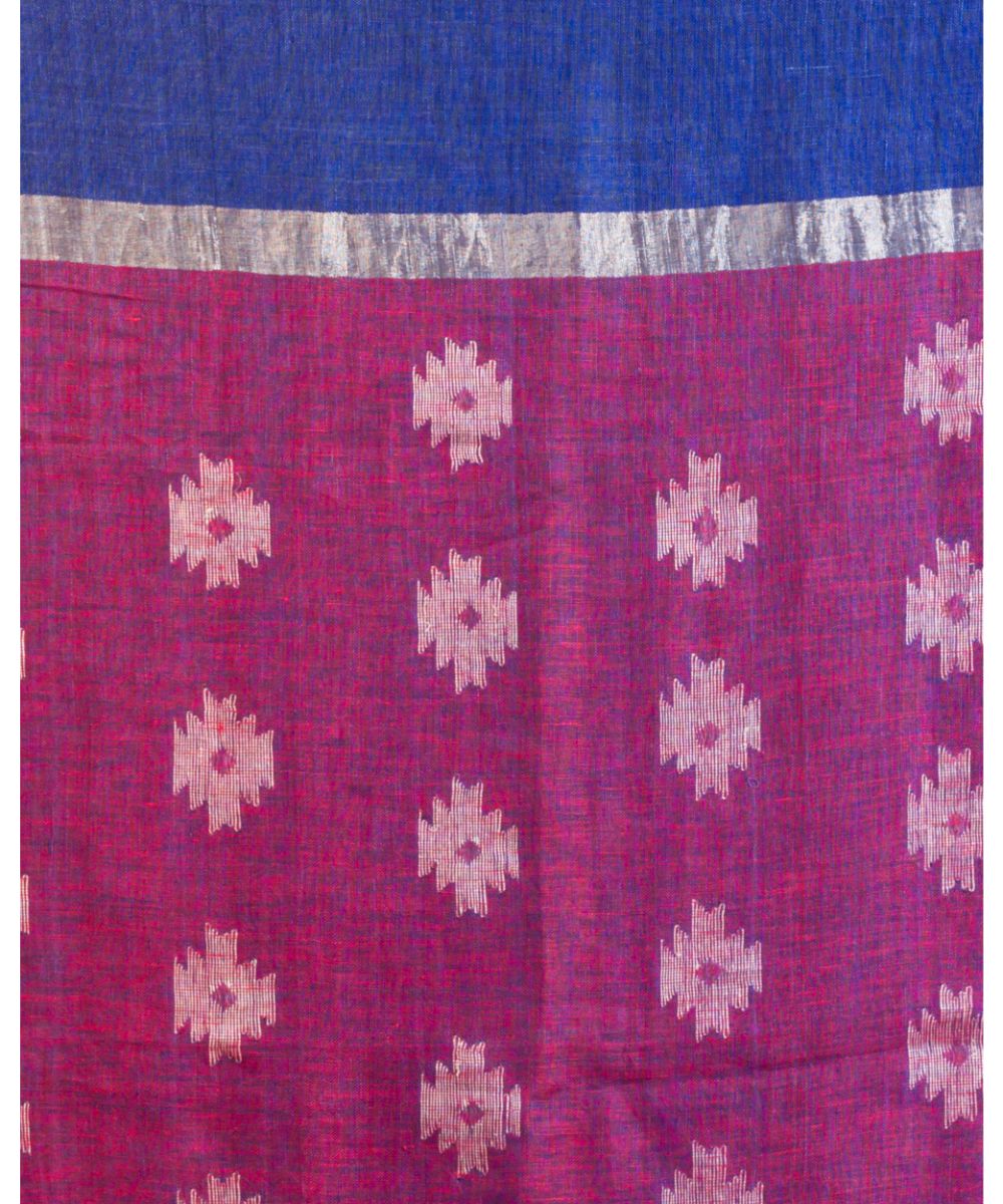 Red handwoven bengal linen jamdani saree