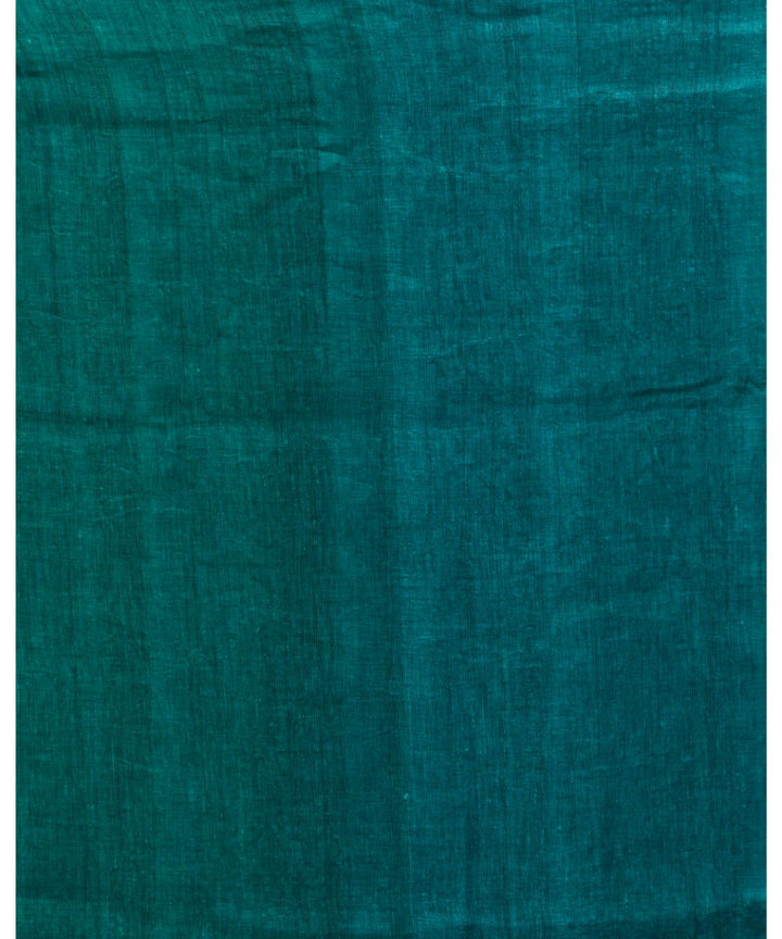 Teal green handwoven bengal cotton linen saree