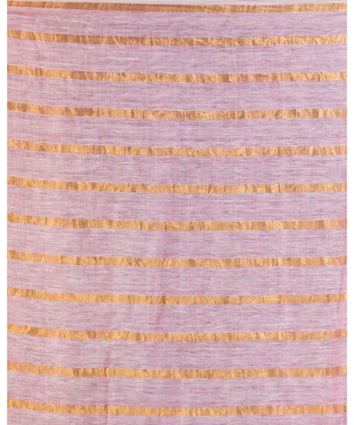 Light pink gold handwoven bengal linen saree