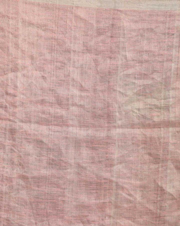 Light pink handwoven linen saree