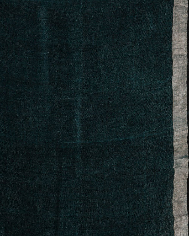 Green grey handwoven linen jamdani saree