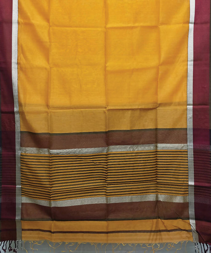 Honey yellow handloom cotton silk maheshwari saree