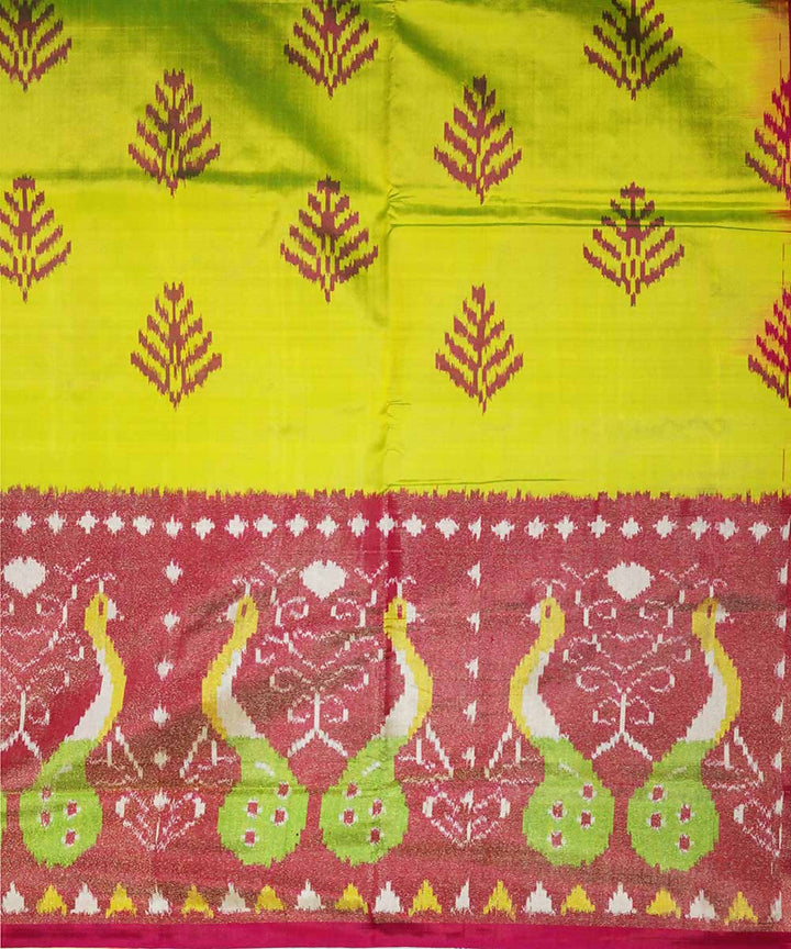 Lime green handloom silk ikat pochampally saree