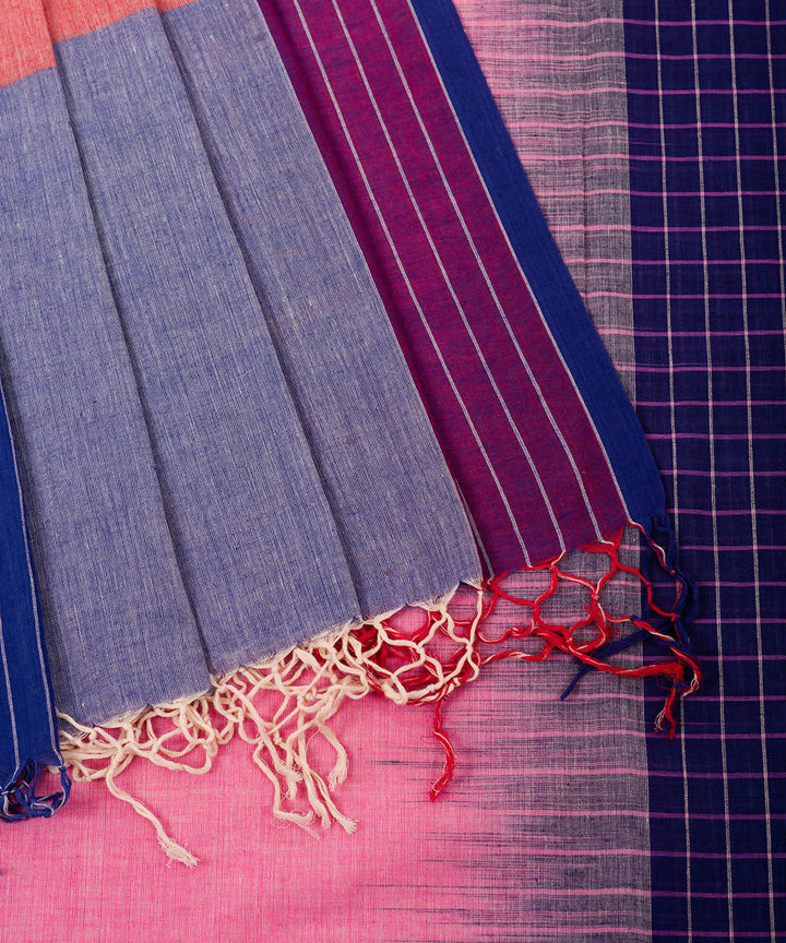 Handwoven pink cotton tie dye fulia saree