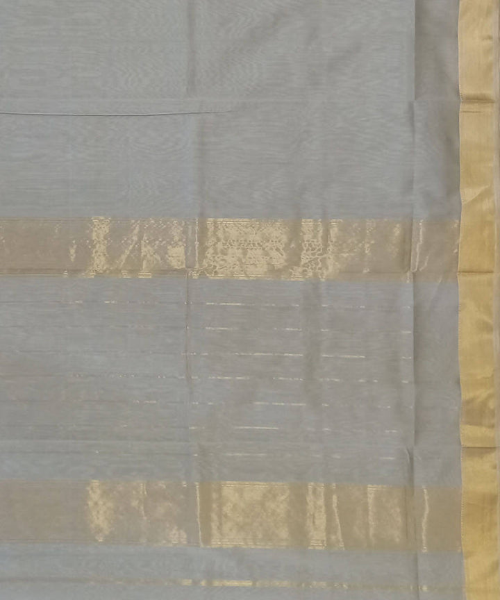 Maheshwari Blue Grey Handloom Cotton Silk Saree