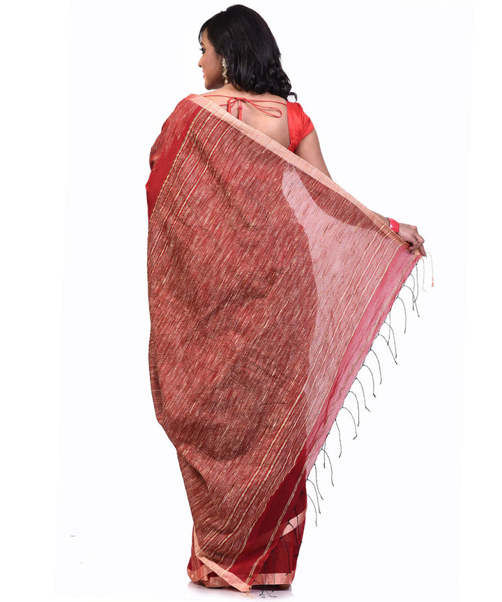 Bengal Handloom Dark Red Sico Saree