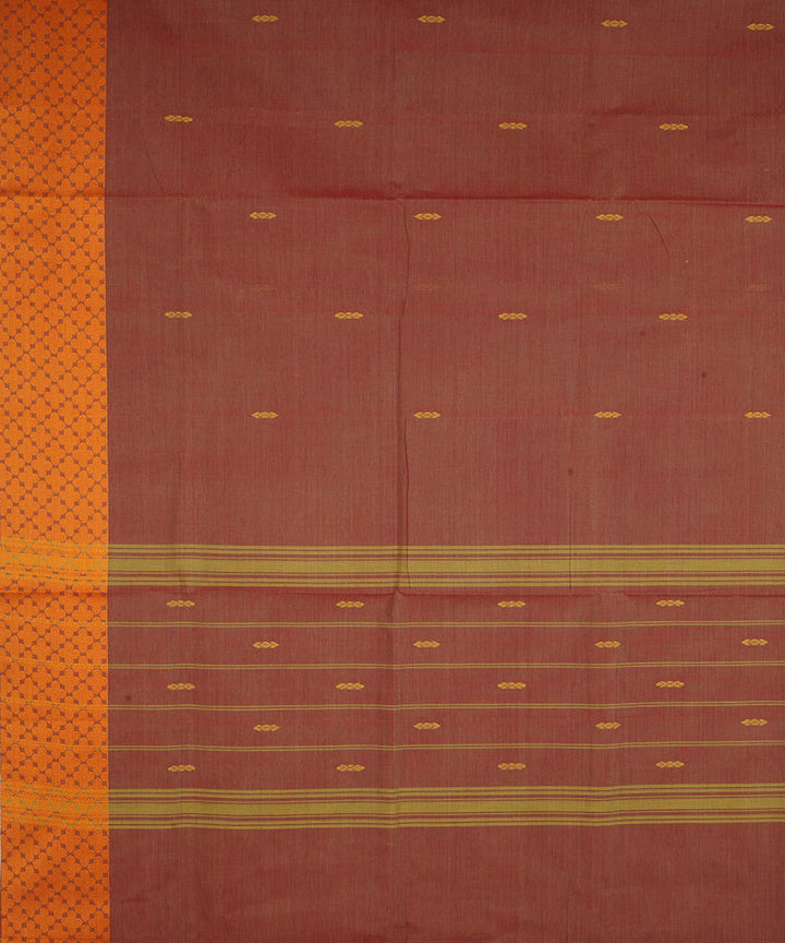 Maroon and orange cotton handwoven venkatagiri saree