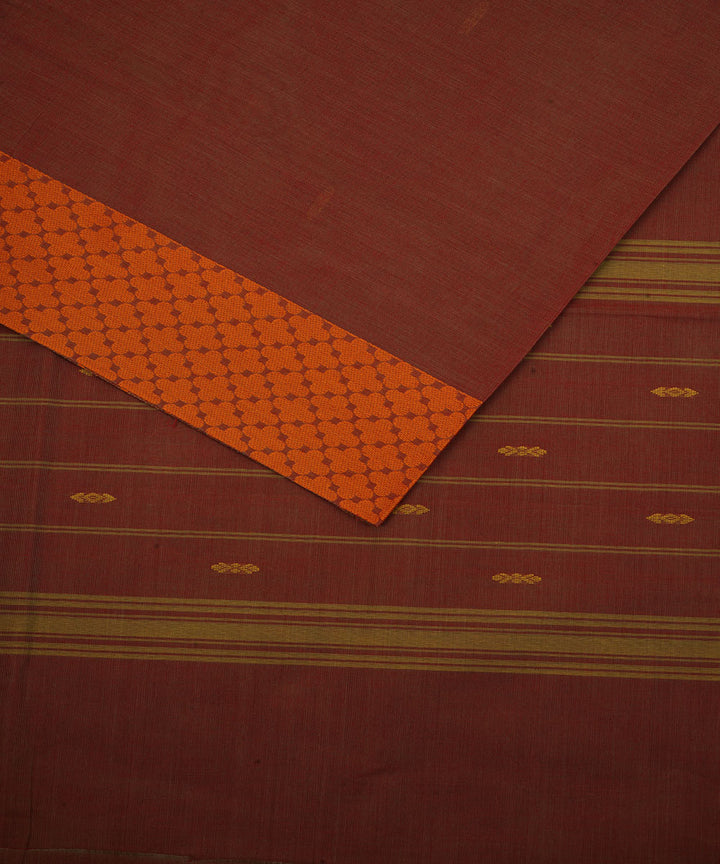 Maroon and orange cotton handwoven venkatagiri saree