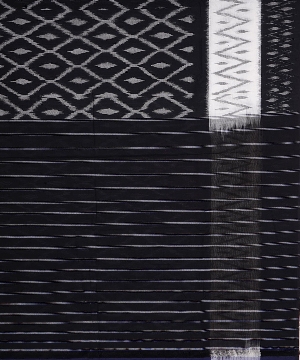 Black handwoven cotton pochampally ikkat saree