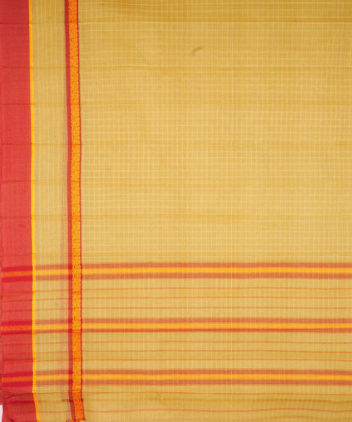 Yellow green cotton handloom narayanapet saree