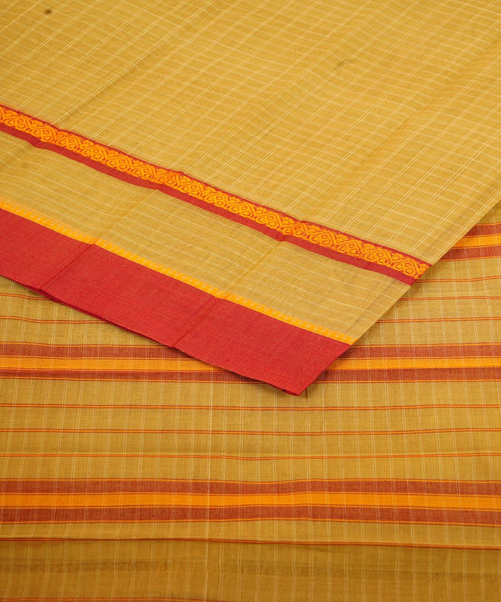 Yellow green cotton handloom narayanapet saree